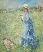 Femme cueillant des Fleurs oil on canvas painting by Pierre-Auguste Renoir Pierre-Auguste Renoir